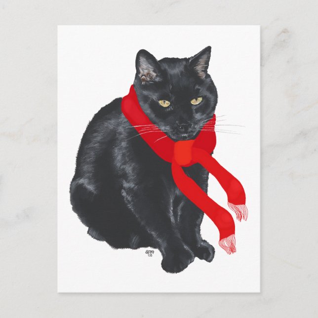 Schwarze Katze Behalte zu Weihnachten warm (Vorderseite)