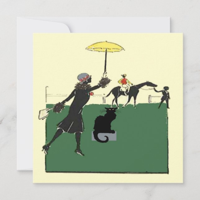 Schwarze Katze bei Pferderennen (Vorderseite)