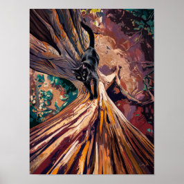 Schwarze Katze Bereit zum Climbing Plakate Wand an