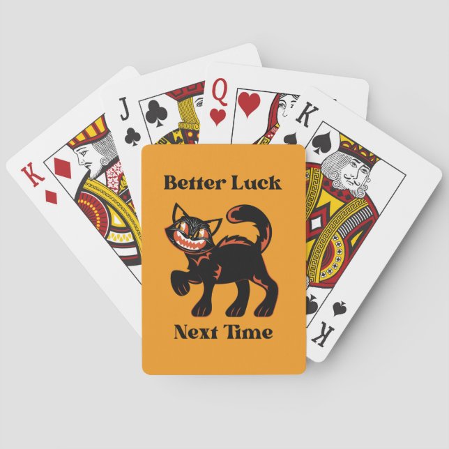 Schwarze Katze besser Glück nächstes Mal Spielkarten (Rückseite)