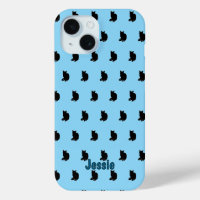 Schwarze Katze (blau)