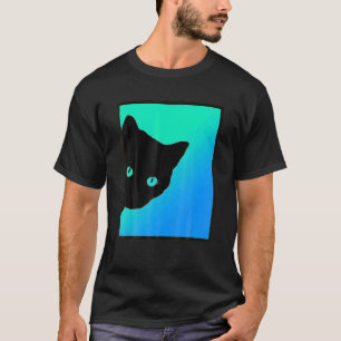 Schwarze Katze Blau Grün Entworfen Von Katzen Gema T-Shirt