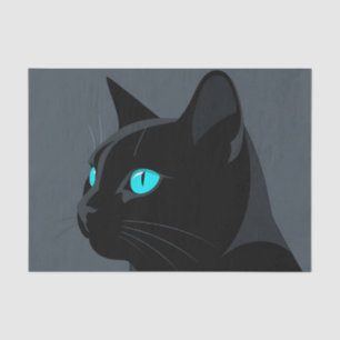 Schwarze Katze Blaue Augen Portrait Seidenpapier