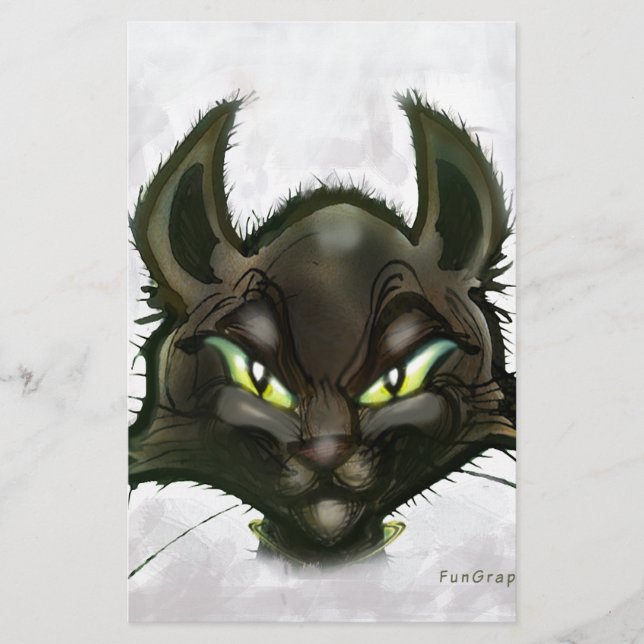 Schwarze Katze Briefpapier (Vorderseite)