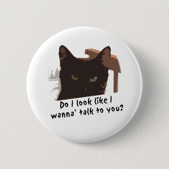 schwarze Katze Button (Vorderseite)