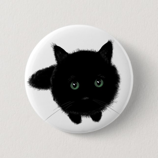 Schwarze Katze Button (Vorderseite)