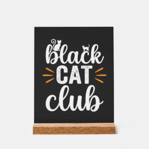 Schwarze Katze Club Halloween-Design Acrylschild