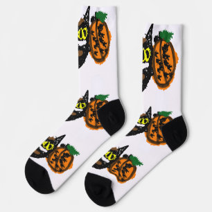 Schwarze Katze coole Kürbis-Pfad  Socken