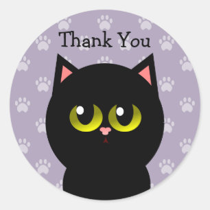 Schwarze Katze Danke Runder Aufkleber