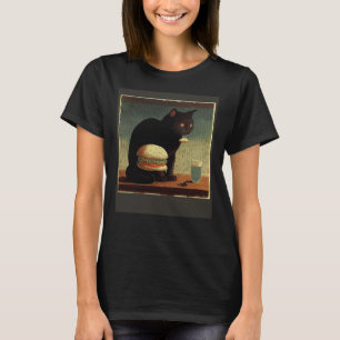 Schwarze Katze denkt Hamburger T-Shirt