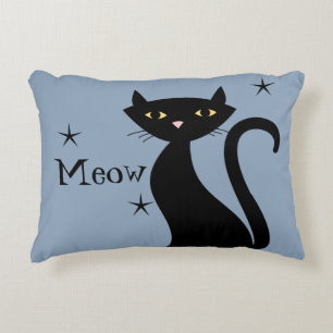 Schwarze Katze der 50er Jahre Dekokissen