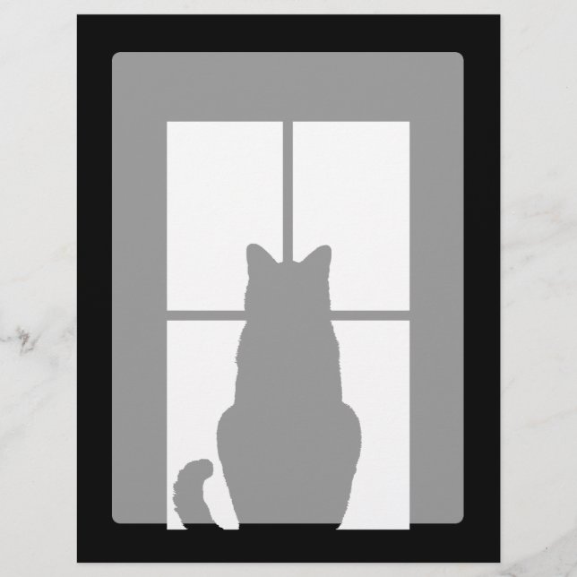 Schwarze Katze des Fensters Klicken Sie, um eine F (Vorderseite)