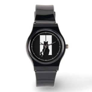 Schwarze Katze des Fensters Klicken Sie, um eine F Armbanduhr