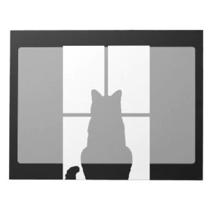 Schwarze Katze des Fensters Klicken Sie, um eine F Notizblock