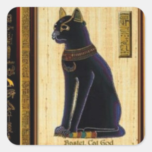 SCHWARZE Katze des GLÜCKS Quadratischer Aufkleber