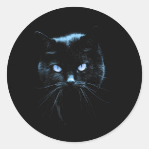 Schwarze Katze Design Realistische Katzen Augen Co Runder Aufkleber