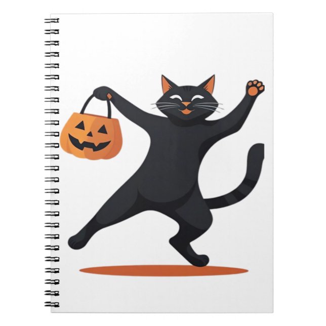 Schwarze Katze, die am Halloween-Bash heranreift u Notizblock (Vorderseite)