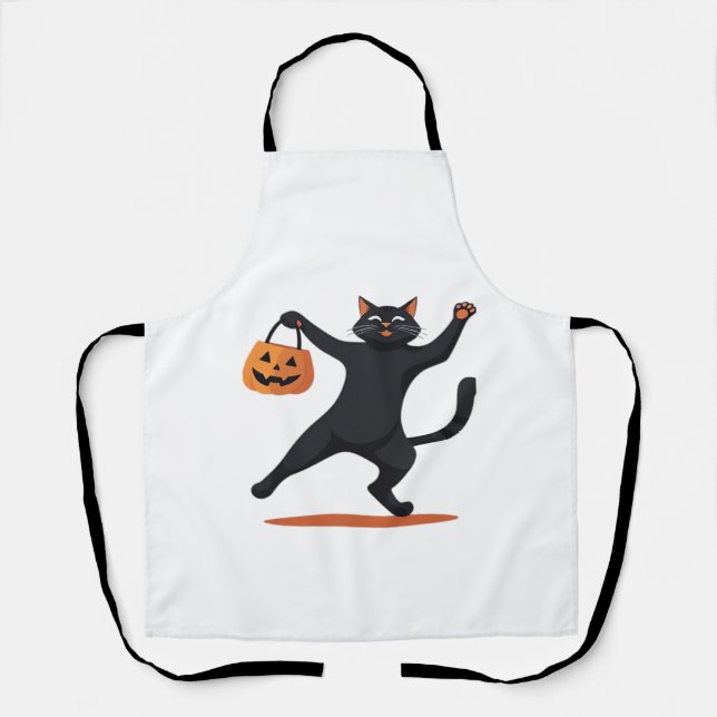 Schwarze Katze, die am Halloween-Bash heranreift u Schürze (Vorderseite)