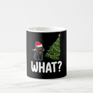 Schwarze Katze, die einen Weihnachtsbaum lustig sc Kaffeetasse