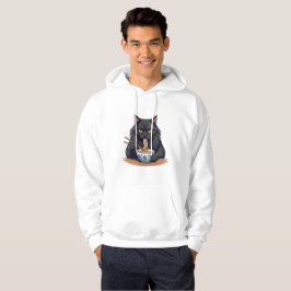 Schwarze Katze, die Nudeln isst – süße lustige Ram Hoodie