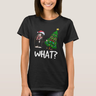 Schwarze Katze, die Weihnachtsbaum über Katzenwelt T-Shirt
