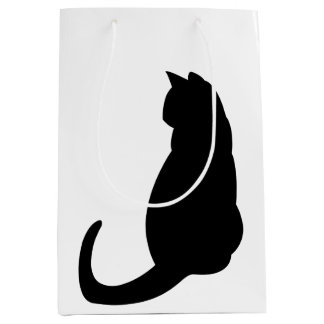 Schwarze Katze doppelseitig Mittlere Geschenktüte