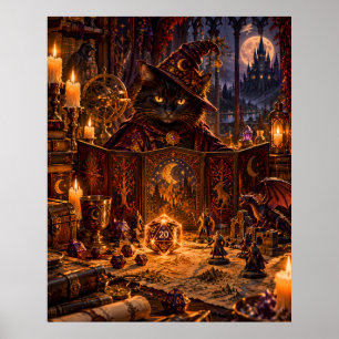 Schwarze Katze Dungeon Master Fantasy-Kunst Poster