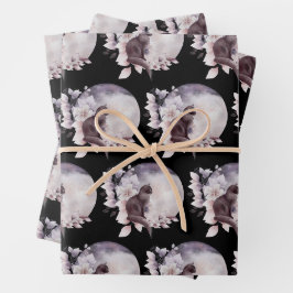 Schwarze Katze durch einen magischen Vollmond Geschenkpapier Set