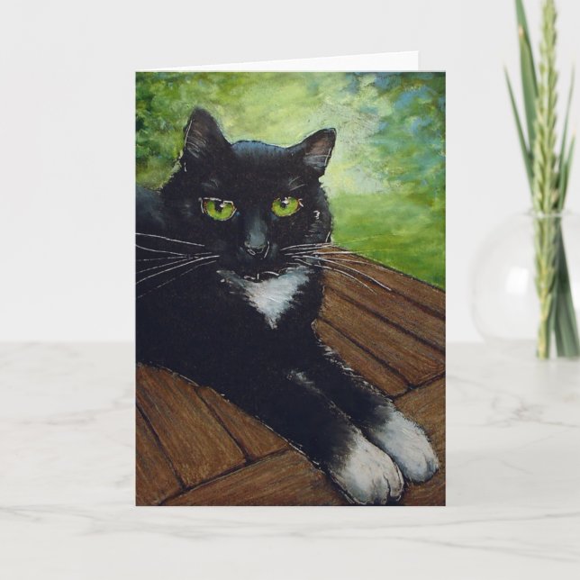 Schwarze Katze - durch Lora Shelley Karte (Vorderseite)