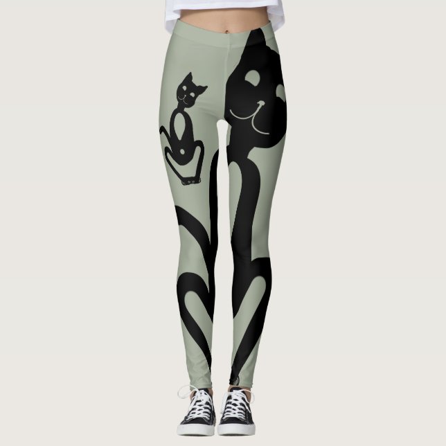 SCHWARZE KATZE DURCH SEIFKLAPPENfenster Leggings (Vorderseite)