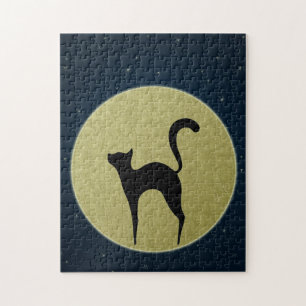 Schwarze Katze Eleganz Silhouette und Mond