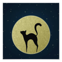 Schwarze Katze Eleganz Silhouette und Mond