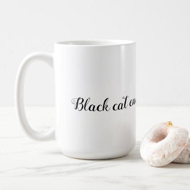 Schwarze Katze Energie Kaffeetasse (Mit Donut)
