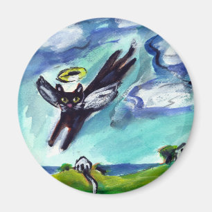 Schwarze Katze Engel Magnet