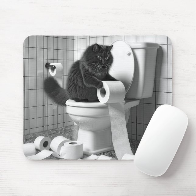Schwarze Katze enträtselt eine Rolle Toilettenpapi Mousepad (Mit Mouse)