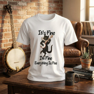 Schwarze Katze Es ist okay Mir geht's gut Alles is T-Shirt
