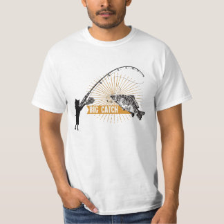 Schwarze Katze Fangen Big Fish T - Shirt