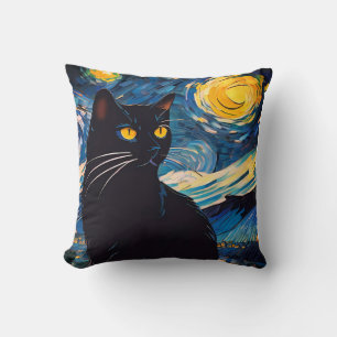 Schwarze Katze Fantasy-Wurfkissen Kissen