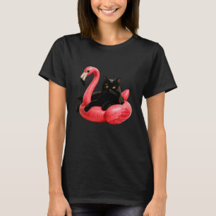 Schwarze Katze Flamingo Kätzchen Liebhaber Feline T-Shirt