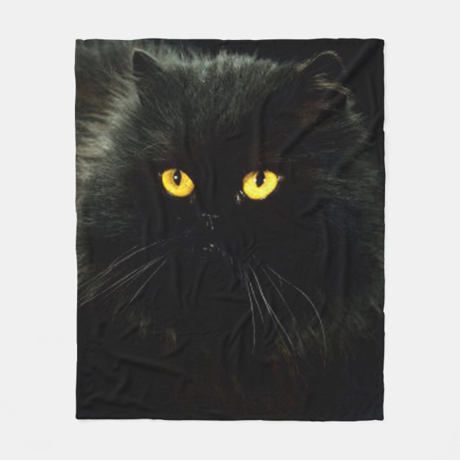 Schwarze Katze Fleecedecke (Vorderseite)