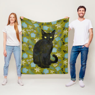 Schwarze Katze Fleecedecke