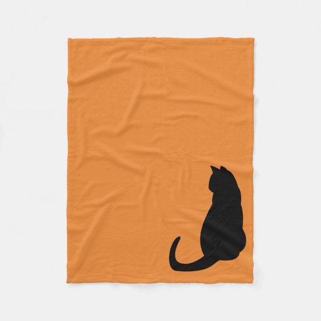 Schwarze Katze Fleecedecke (Vorderseite)