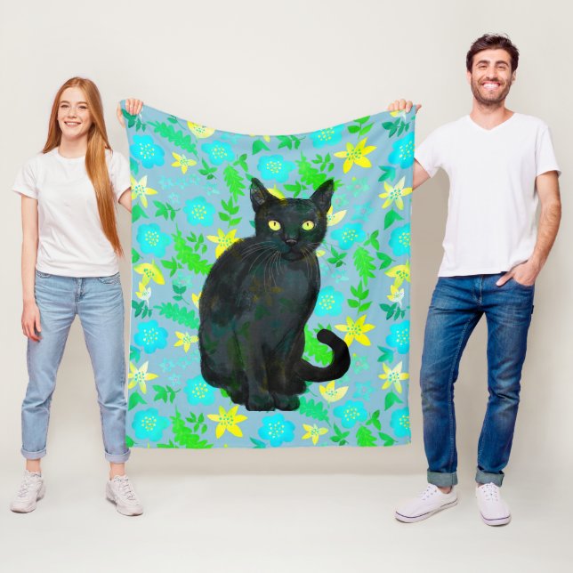 Schwarze Katze Fleecedecke (Beispiel)