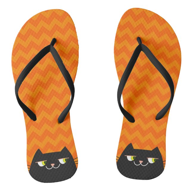 Schwarze Katze Flip Flops (Fußbett)