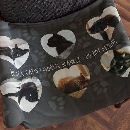 Schwarze Katze Foto Collage Herz Personalisiert Fleecedecke