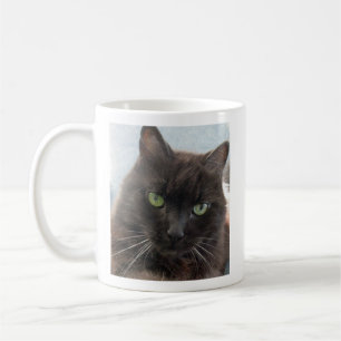 Schwarze Katze Foto Personalisierter Name Kaffeetasse