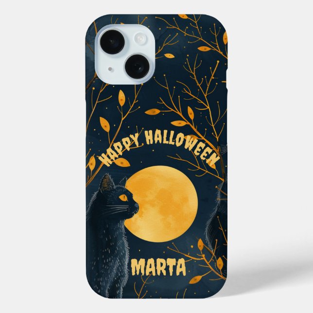 Schwarze Katze Frohes Halloween  Case-Mate iPhone Hülle (Rückseite)