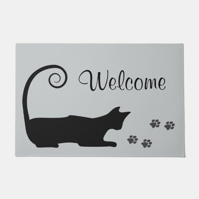 Schwarze Katze Fußmatte (Vorderseite)