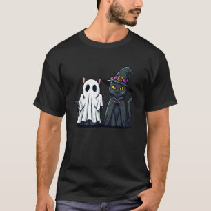 Schwarze Katze Geist Hexe Süß Halloween Grusel Kos T-Shirt