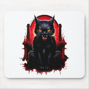 Schwarze Katze Gelbe Augen Katzen Wütend Mousepad